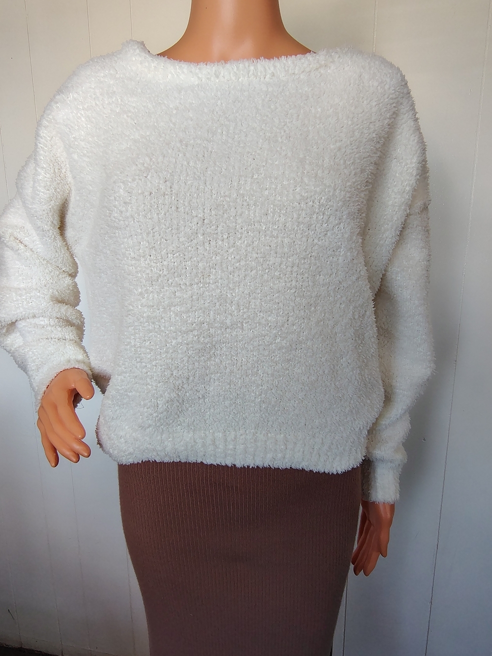 Hollister Cozy White Crew Neck Sweater Size S.